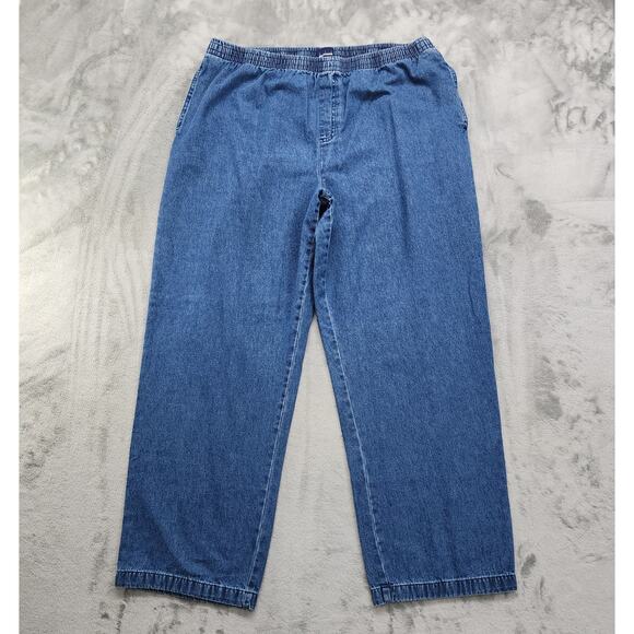 Vintage Basic Editions Jeans Womens XXL Blue High Rise Pull On Straight Cotton - Picture 1 of 10